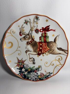 Williams Sonoma NEW Twas the Night Before Christmas Reindeer Salad Plate